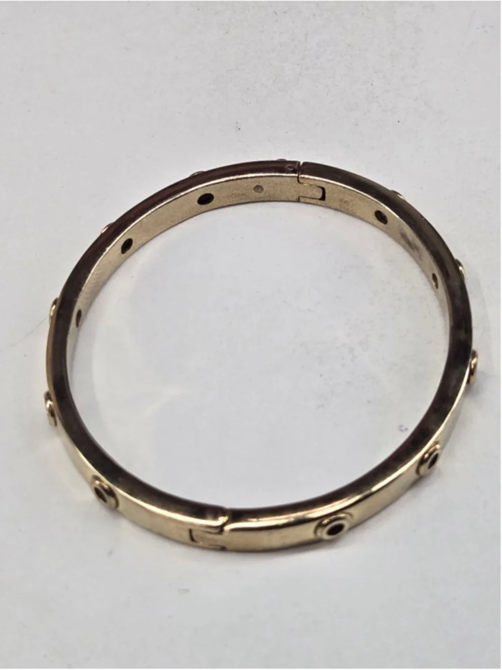 Kate Spade Goldtone Hole Station Bangle Bracelet Classic Collectible Fun - Picture 9 of 10